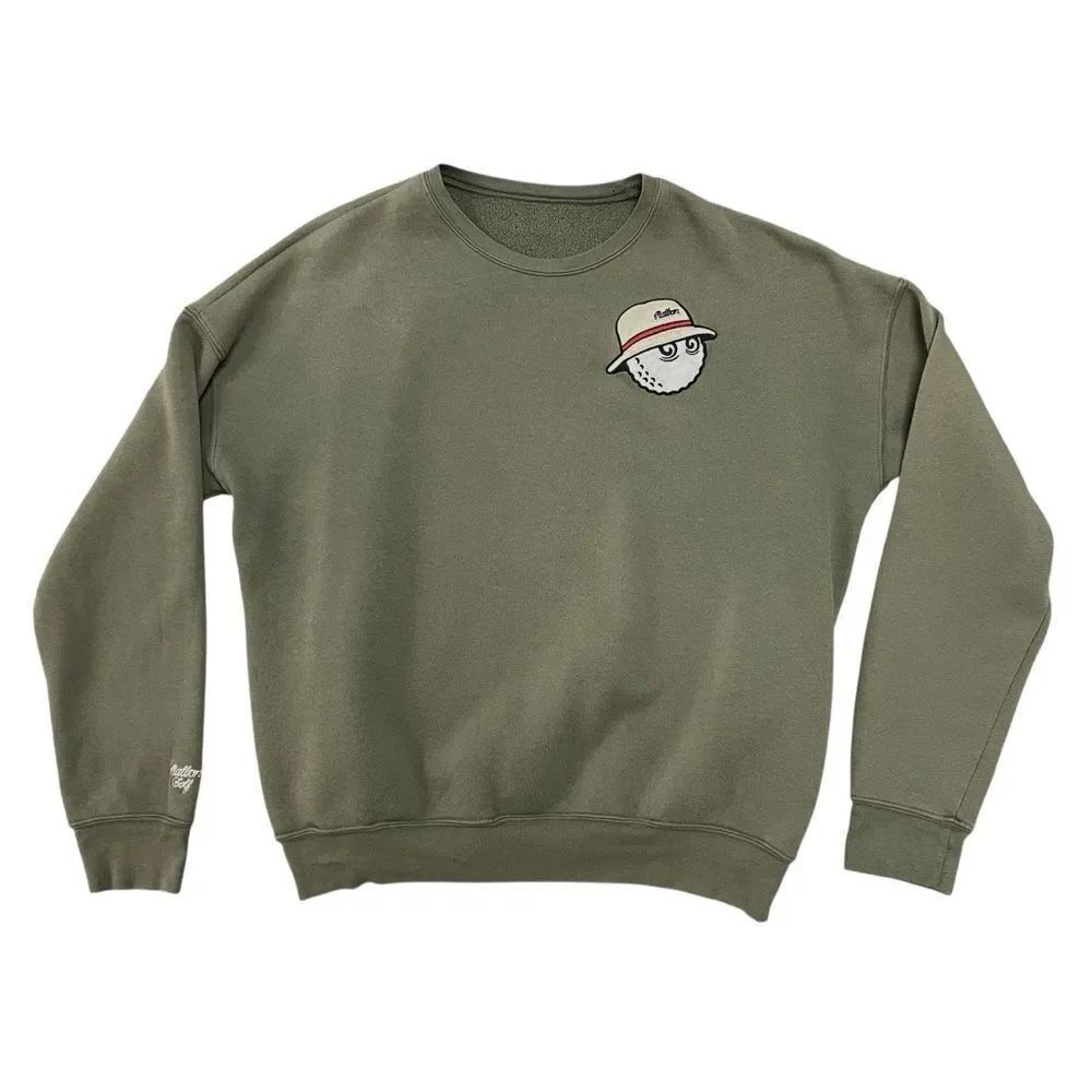 Malbon Golf Buckets Logo Crewneck Sweatshirt Olive Green Men's L
